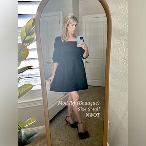 Mod Ref Black Ruched Cotton Dress